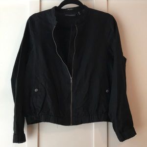 Cynthia Rowley Black Linen Zip Jacket Size L
